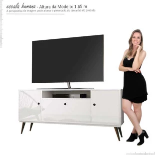 Rack Retrô Sala Para TV até 55 Polegadas Lexus EDN Branco