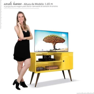 Rack Retrô Pequeno Para TV 37 Reale EDN Amarelo