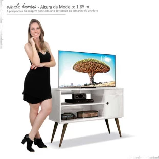 Rack Retrô Pequeno Para TV 37 Reale EDN Branco