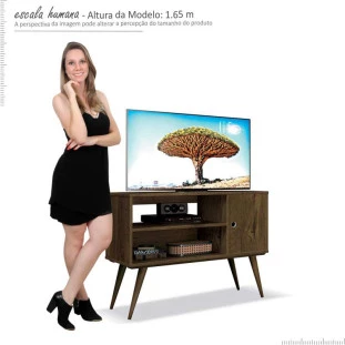 Rack Retrô Pequeno Para TV 37 Reale EDN Nogal