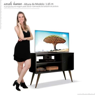 Rack Retrô Pequeno Para TV 37 Reale EDN Preto