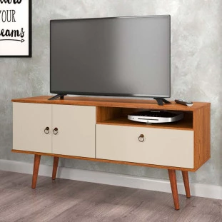 Rack Retrô Para TV 46 Polegadas 137cm Topázio Patrimar Cumaru/Off White