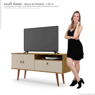 Rack Retrô Para TV 46 Polegadas 137cm Topázio Patrimar Nature/Off White
