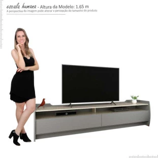 Rack Para Sala TV Até 75 Polegadas Sublime 1.8 Gelius Cinza/Off White