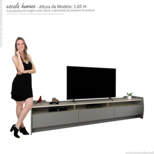 Rack Para Sala TV 75 Polegadas 220cm Sublime 2.2 Gelius Cinza/Off White