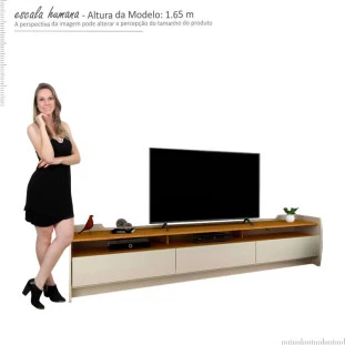 Rack Para Sala TV 75 Polegadas 220cm Sublime 2.2 GeliusOff White/Naturale
