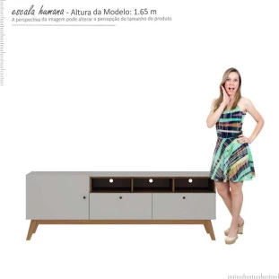 Rack Para Sala Estar TV até 65 Texas 1.8 Gelius Off White/Madeirado