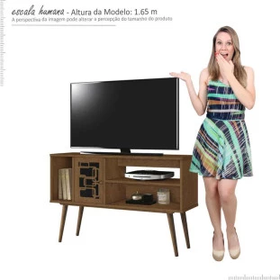 Rack Retrô Pequeno Para TV 42 Virtus EDN Naturale/Preto
