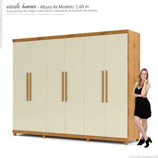Guarda Roupa Casal 6 Portas 4 Gavetas 273cm x 240cm Absolut Gelius Madeirado/Off White