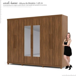 Guarda Roupa Espelhado Casal 6 Portas Absolut Gelius Nogueira