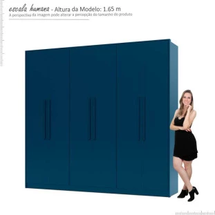 Guarda Roupa Casal 6 Portas 2.5 Alpha Gelius Azul Acetinado