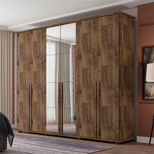 Guarda Roupa 6 Portas com Espelho 271cm Estrela RV Móveis Amadeirado