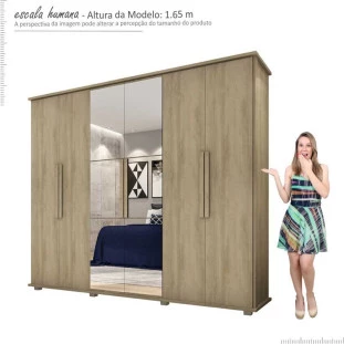 Guarda Roupa 6P com Espelho Estrela RV Móveis Niagara