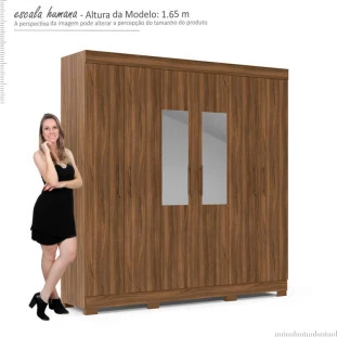 Guarda Roupa 6 Portas Com Espelho 2.0 Madri Gelius Nogueira