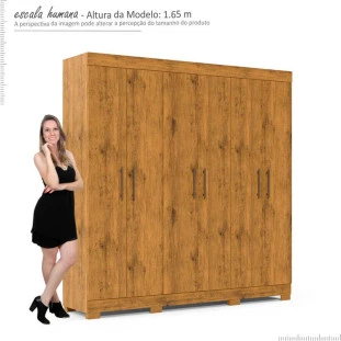 Guarda Roupa Casal 200cm 6 Portas 3 Gavetas Madri Gelius Madeirado