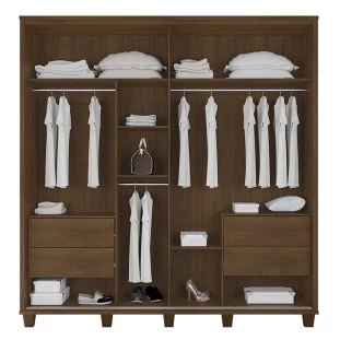 Guarda Roupa Casal 228cm Portas de Correr Monte Carlo RV Móveis Freijo