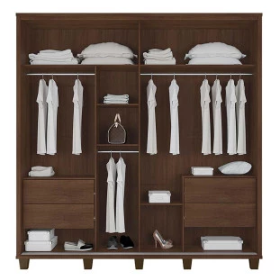 Guarda Roupa Casal 228cm Portas de Correr Monte Carlo RV Móveis Noce