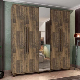 Guarda Roupa Com Espelho 5 Portas 228cm Munique RV Móveis Amadeirado