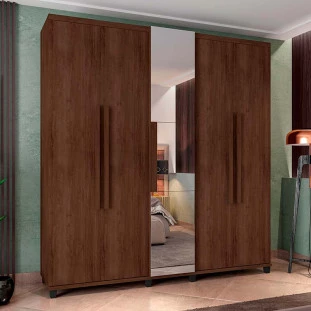 Guarda Roupa Com Espelho 5 Portas 228cm Munique RV Móveis Noce
