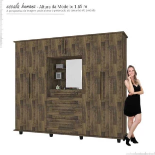 Guarda Roupa Capelinha com Espelho 6P 5G Veneza RV Móveis Amadeirado