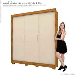Guarda Roupa Solteiro 3 Portas Correr Viena Gelius Madeirado/Off White