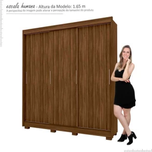 Guarda Roupa Solteiro 3 Portas Correr Viena Gelius Nogueira