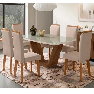 Conjunto 02 Cadeiras Sala de Jantar Pés Oblongo Diamante RV Móveis Pena Caramelo