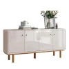 Buffet Balcão Sala 4 Portas 160cm Catar Lukaliam Off White Perolizado/Tauari
