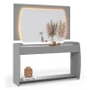 Aparador Com Espelho Sala Estar Sublime Gelius Cinza/Off White