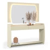 Aparador Com Espelho Sala Estar Sublime Gelius Off White/Naturale