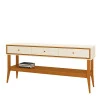 Aparador Retrô 3 Gavetas 154cm Bari EDN Off White/Cedro