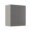 Módulo Armário Aéreo 68x60 2 Portas 100% MDF Cozinha Modulada Gold Robel Fendi/Cinza