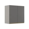 Módulo Armário Aéreo 68x70 2 Portas 100% MDF Cozinha Modulada Gold Robel Fendi/Cinza