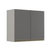 Módulo Armário Aéreo 68x80 2 Portas 100% MDF Cozinha Modulada Gold Robel Fendi/Cinza