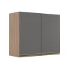 Módulo Armário Aéreo 68x80 2 Portas 100% MDF Cozinha Modulada Gold Robel Hanover/Cinza