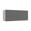 Módulo Armário Aéreo 80cm Porta Basculante 100% MDF Cozinha Modulada Gold Robel Fendi/Cinza
