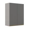 Módulo Armário Aéreo 88x70 2 Portas 100% MDF Cozinha Modulada Gold Robel Fendi/Cinza