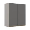 Módulo Armário Aéreo 88x80 2 Portas 100% MDF Cozinha Modulada Gold Robel Fendi/Cinza