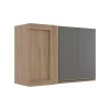 Módulo Armário Aéreo 68x100 Canto Reto Direito 100% MDF Cozinha Modulada Gold Robel Hanover/Cinza