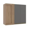 Módulo Armário Aéreo 88x100 Canto Reto Direito 100% MDF Cozinha Modulada Gold Robel Hanover/Cinza
