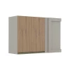 Módulo Armário Aéreo 68x100 Canto Reto Esquerdo 100% MDF Cozinha Modulada Gold Robel Fendi/Hanover