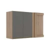 Módulo Armário Aéreo 68x100 Canto Reto Esquerdo 100% MDF Cozinha Modulada Gold Robel Hanover/Cinza