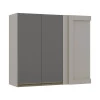 Módulo Armário Aéreo 88x100 Canto Reto Esquerdo 100% MDF Cozinha Modulada Gold Robel Fendi/Cinza