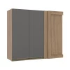 Módulo Armário Aéreo 88x100 Canto Reto Esquerdo 100% MDF Cozinha Modulada Gold Robel Hanover/Cinza