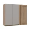 Módulo Armário Aéreo 88x100 Canto Reto Esquerdo 100% MDF Cozinha Modulada Gold Robel Hanover/Fendi