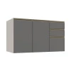 Módulo Balcão 120cm 3 Gavetas 100% MDF Cozinha Modulada Gold Robel Fendi/Cinza