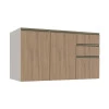 Módulo Balcão 120cm 3 Gavetas 100% MDF Cozinha Modulada Gold Robel Fendi/Hanover