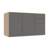 Módulo Balcão 120cm 3 Gavetas 100% MDF Cozinha Modulada Gold Robel Hanover/Cinza