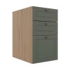 Módulo Balcao 40cm 3 Gavetas 100% MDF Cozinha Modulada Provence Robel Hanover/Salvia Matte
