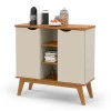Balcão Pequeno Cantinho do Café 100cm 2 Portas Prism Patrimar Off White/Cumaru